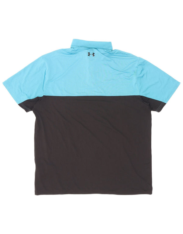 Under Armour Mens Heat Gear Polo Shirt XL Blue Colourblock Polyester