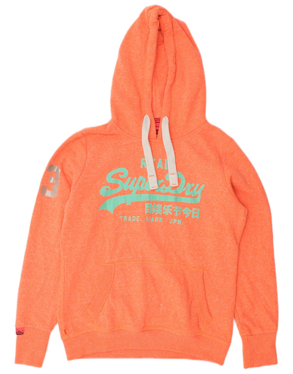 Superdry grafisk hættetrøje til kvinder UK 16 Large Orange Flecked Polyester