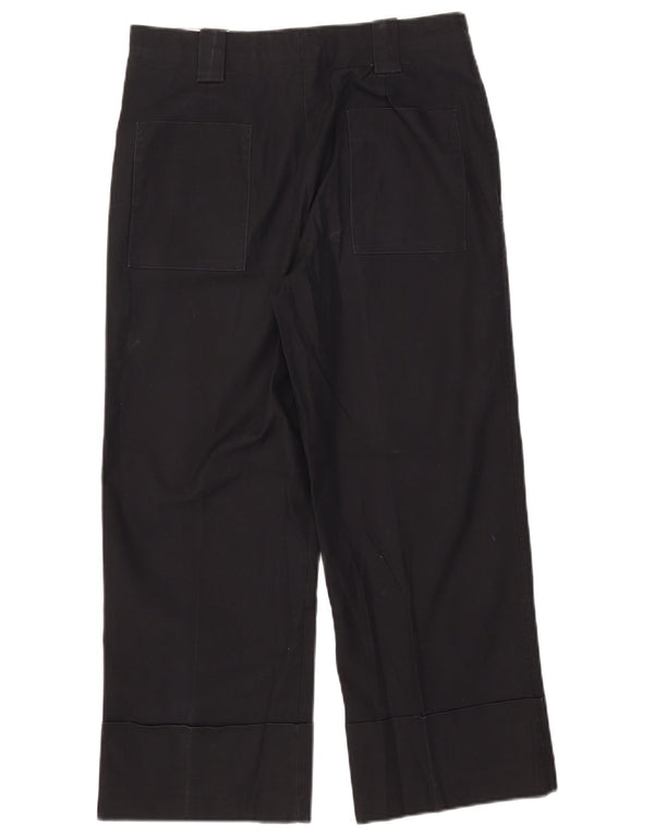 Zara Womens Cropped Trousers Medium W28 L24 Black Cotton
