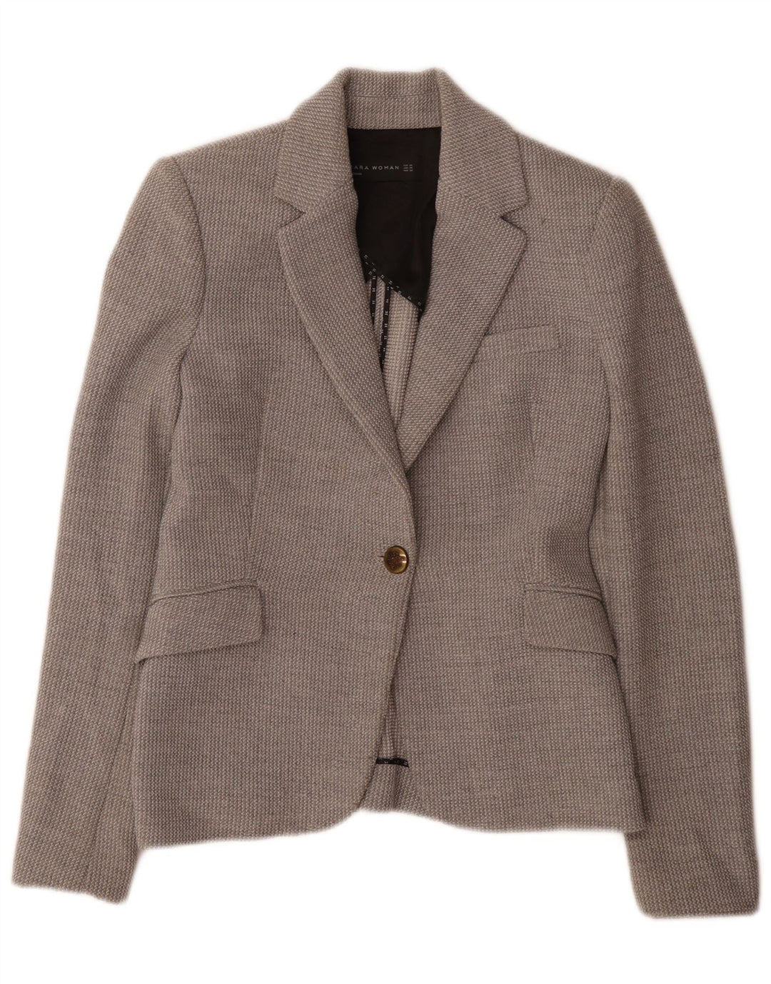 Sacou blazer pentru femei Zara, cu 1 nasture, UK 6 XS, poliester gri