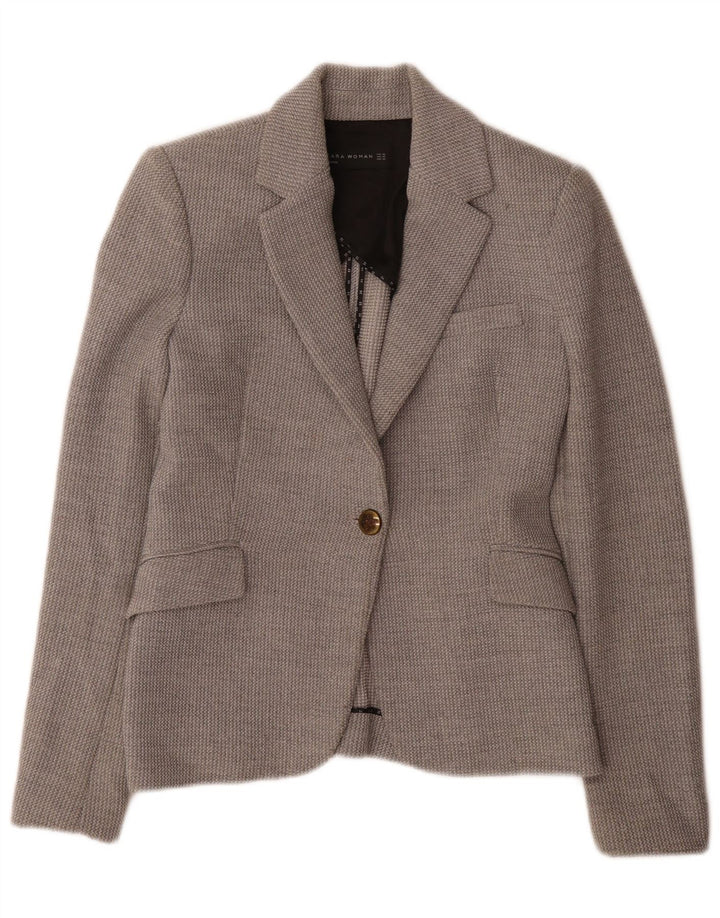 Sacou blazer pentru femei Zara, cu 1 nasture, UK 6 XS, poliester gri
