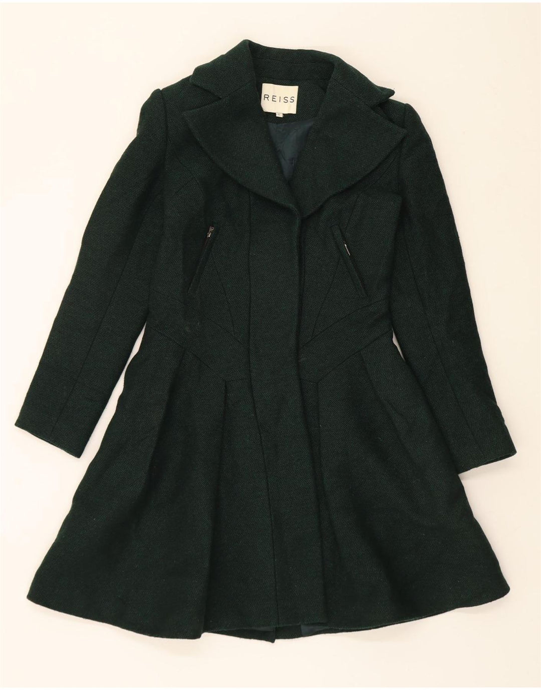 REISS Womens Overcoat UK 6 XS Green Wool Vintage Reiss and Second-Hand Reiss from Messina Hembry 