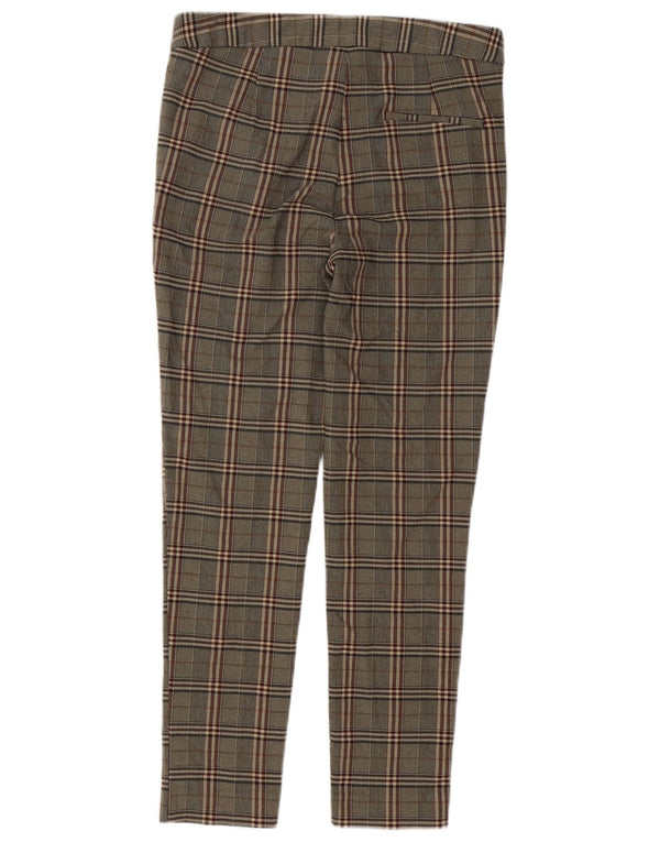 Zara Womens Slim Chino Trousers Medium W28 L27 Brown Check