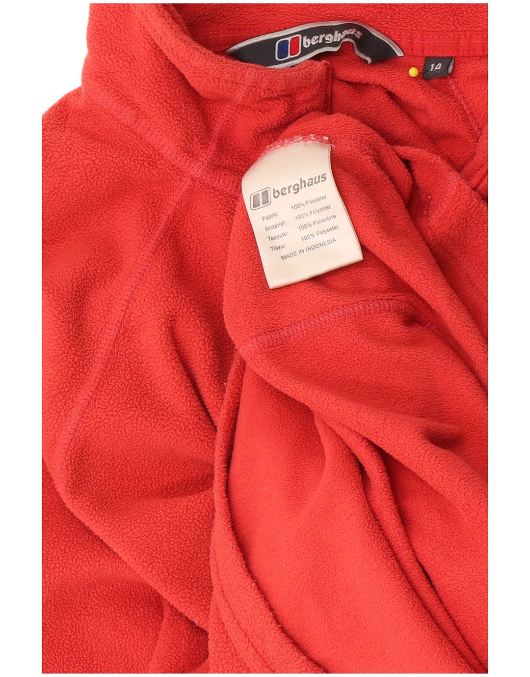 Berghaus Womens Zip Neck Fleece Jumper UK 14 Medium Red Polyester