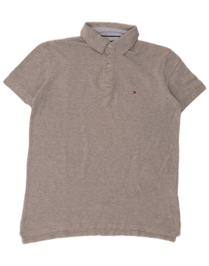 Tommy Hilfiger Mens Polo Shirt Medium Grey Flecked Cotton