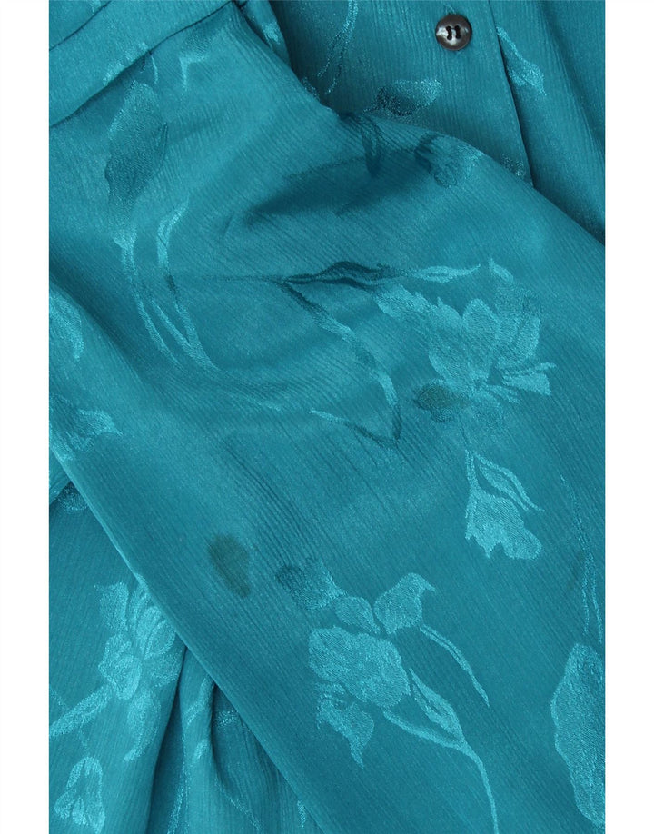 GOLDEN GATE Womens Shirt EU 42 Large Blue Floral Polyester Vintage Golden Gate and Second-Hand Golden Gate from Messina Hembry 