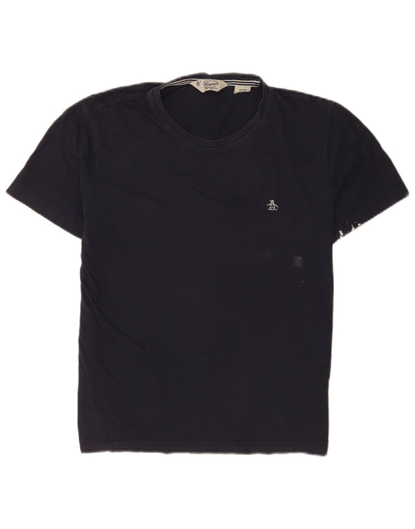Penguin Mens Short Sleeve Regular Fit T-Shirt Top Medium Navy Blue Cotton