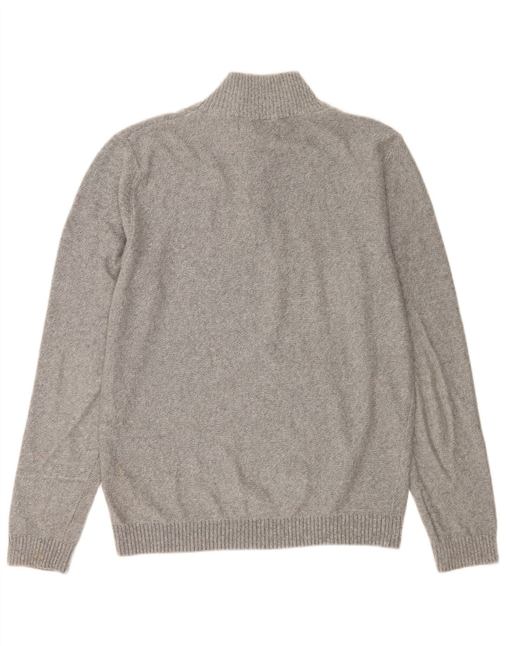 Jack & Jones Mens Zip Neck Jumper Sweater Small Grey Cotton
