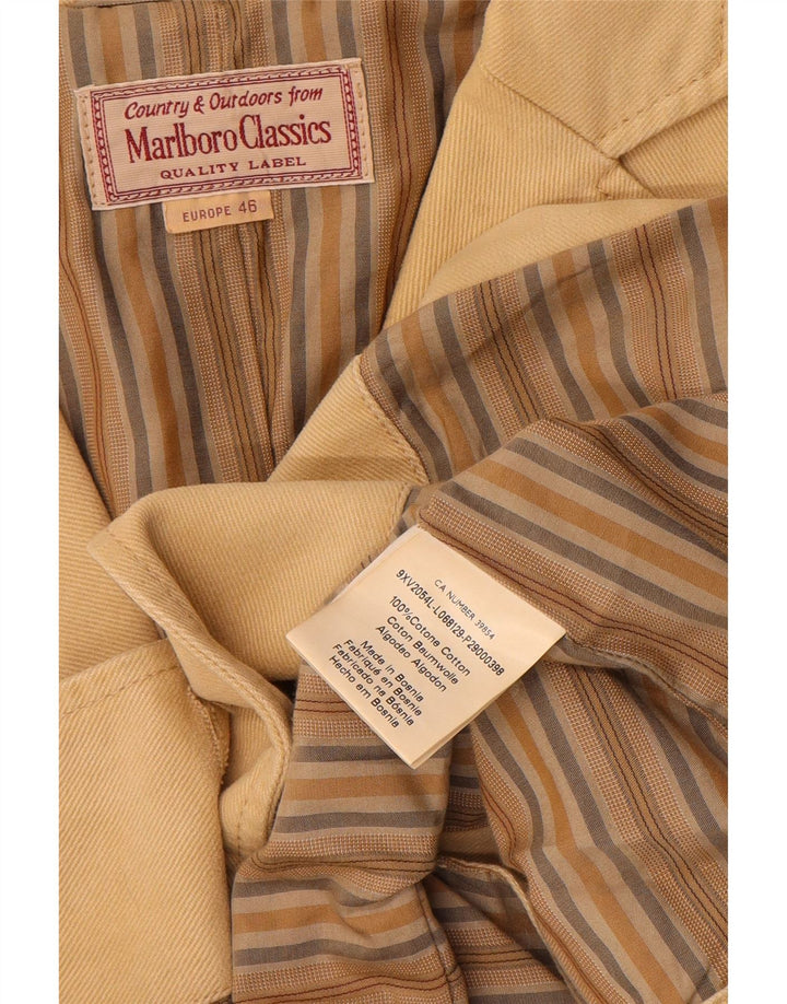 Marlboro Classics Womens 3 Button Blazer Jacket EU 46 XL Beige Cotton