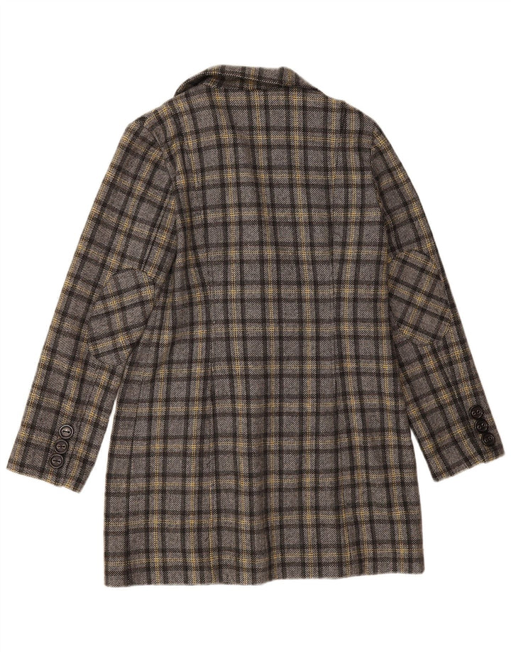 SASHA Womens Overcoat UK 12 Medium  Grey Check Wool