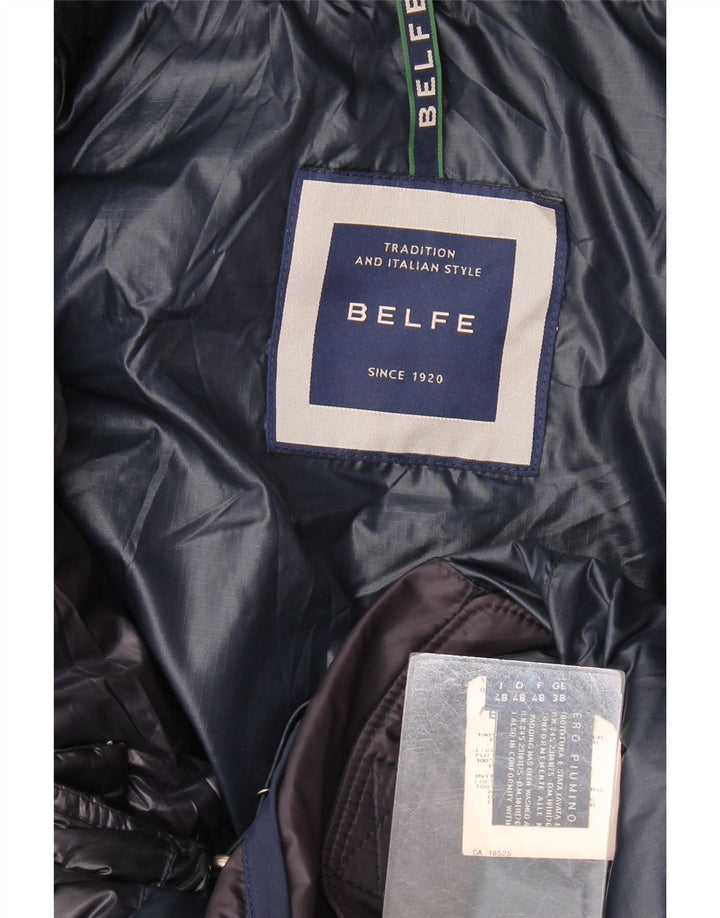Belfe Mens Hooded Padded Jacket UK 38 Medium Navy Blue Polyamide