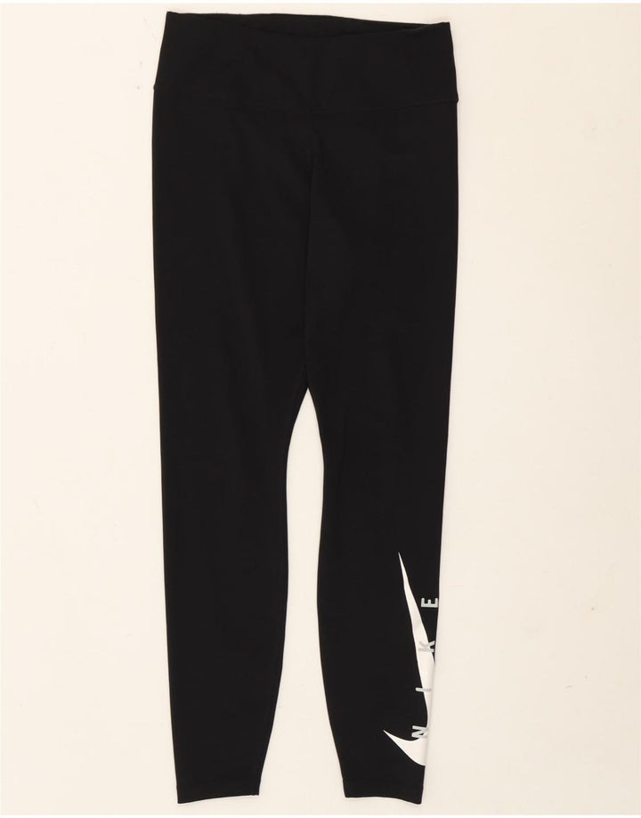 Nike Womens Dri Fit Graphic Leggings UK 12 Medium Black Polyester