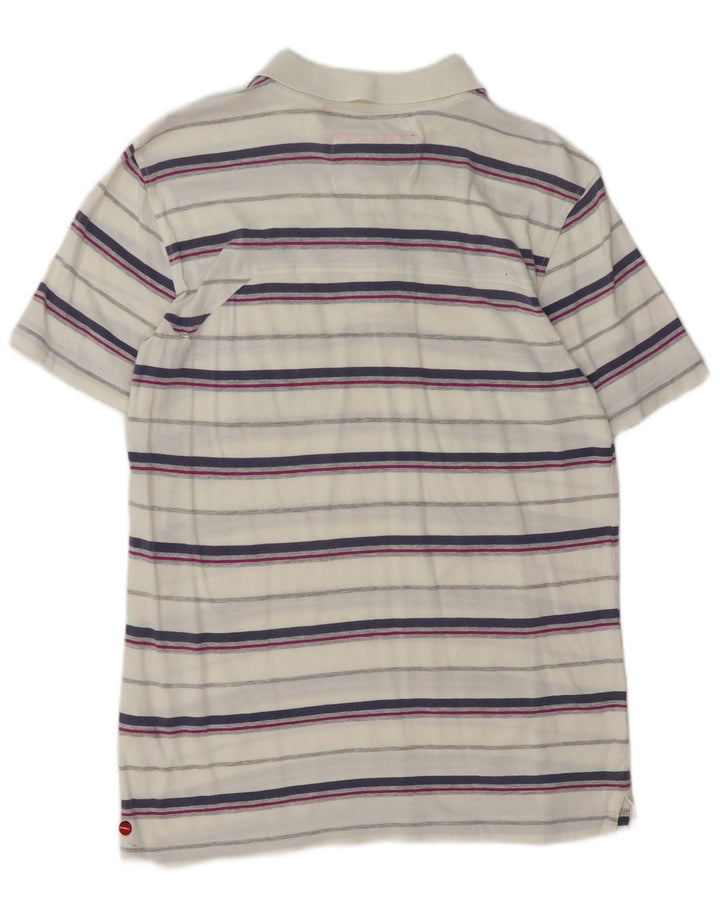 O'Neill Mens Polo Shirt Medium White Striped Cotton