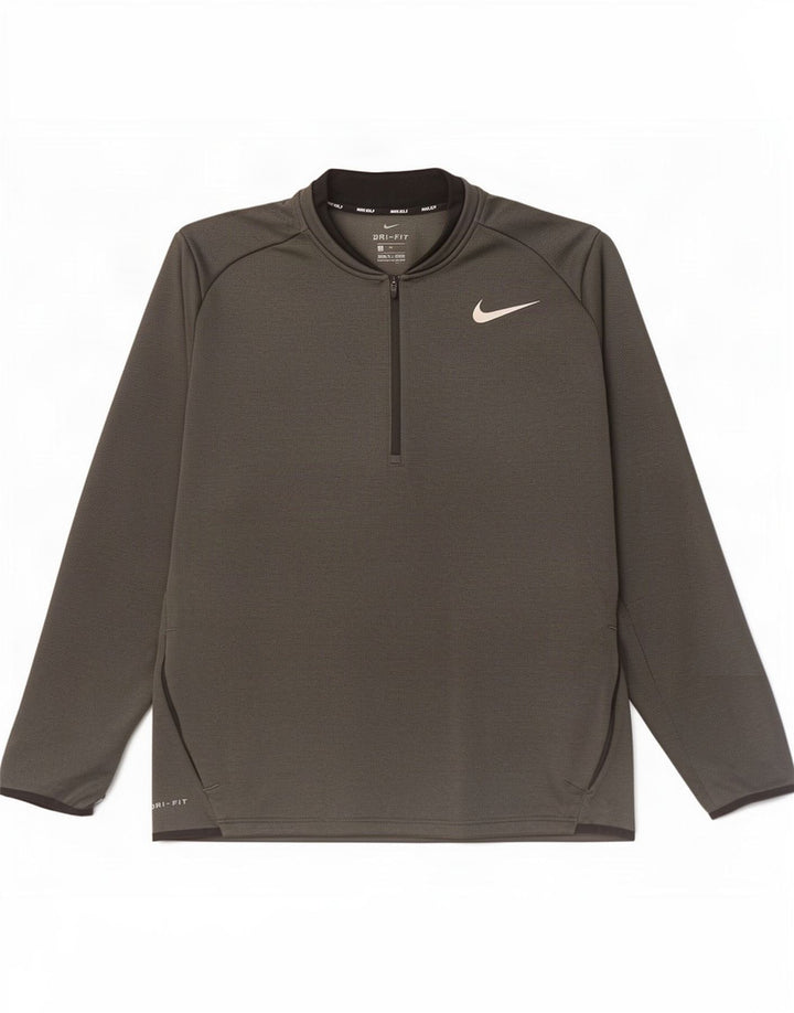 Мужской пуловер с воротником на молнии Nike Dri Fit XL, серый полиэстер