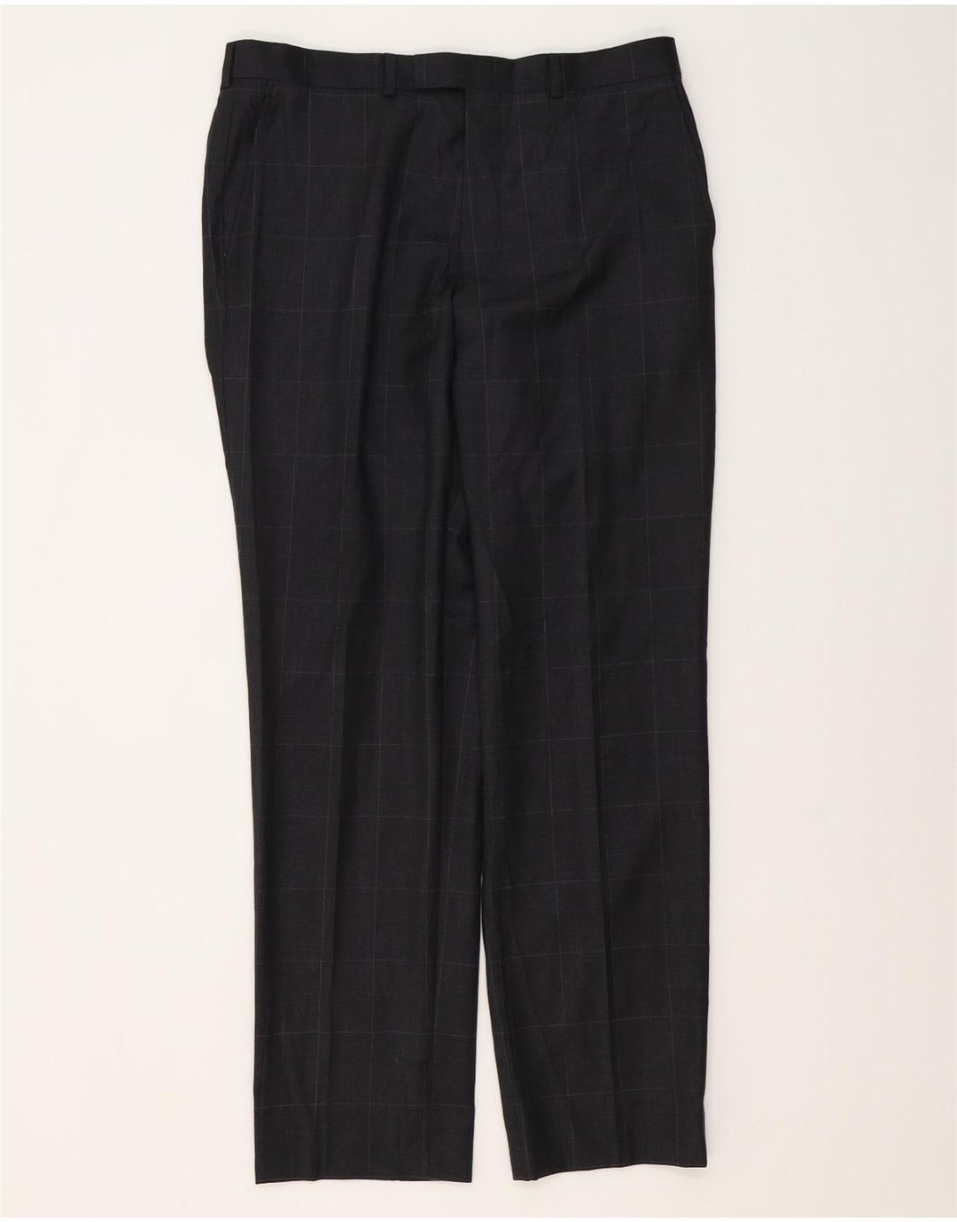 MARKS & SPENCER Mens Regular Fit Suit Trousers W34 L31 Grey Check Wool