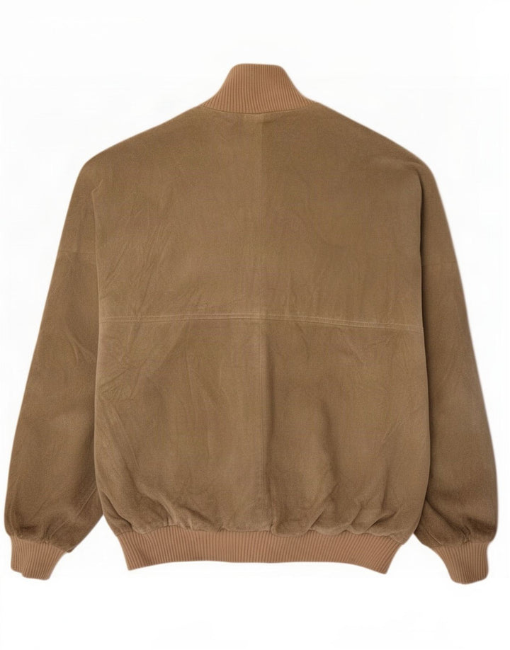 Vintage Mens Suede Bomber Jacket UK 38 Medium Green Leather