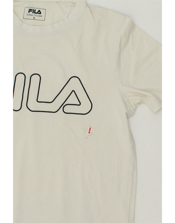 FILA Mens Graphic T-Shirt Top Small Off White Cotton Vintage Fila and Second-Hand Fila from Messina Hembry 