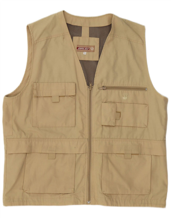 Brugi Herren Utility Gilet UK 40 Large Khaki Polyester