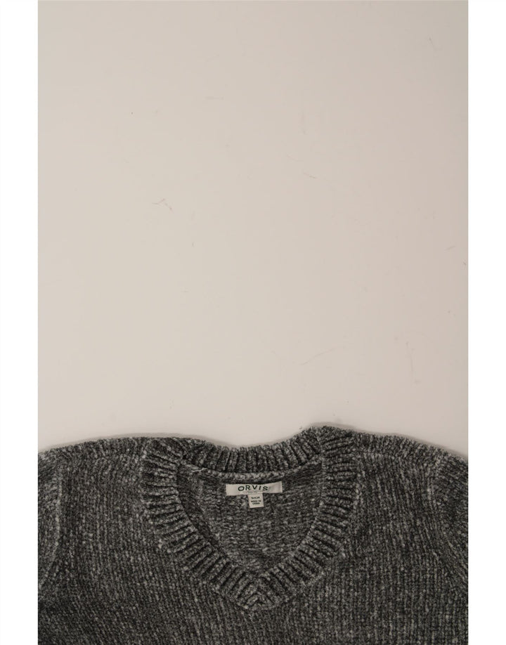 ORVIS Womens Oversized V-Neck Jumper Sweater UK 10 Small Grey Vintage Orvis and Second-Hand Orvis from Messina Hembry 