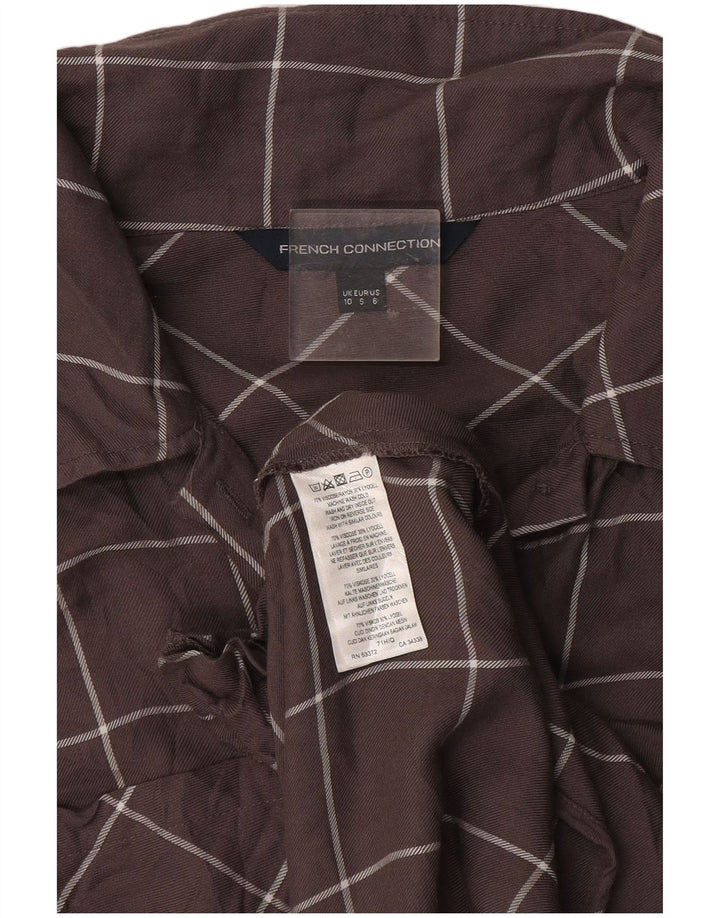 French Connection Womens Long Sleeve Shift Dress UK 10 Small Grey Check
