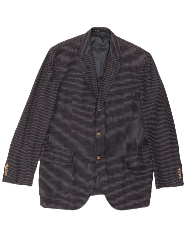 Polo Ralph Lauren Mens Blazer Jacket IT 48 Medium Navy Blue Pinstripe