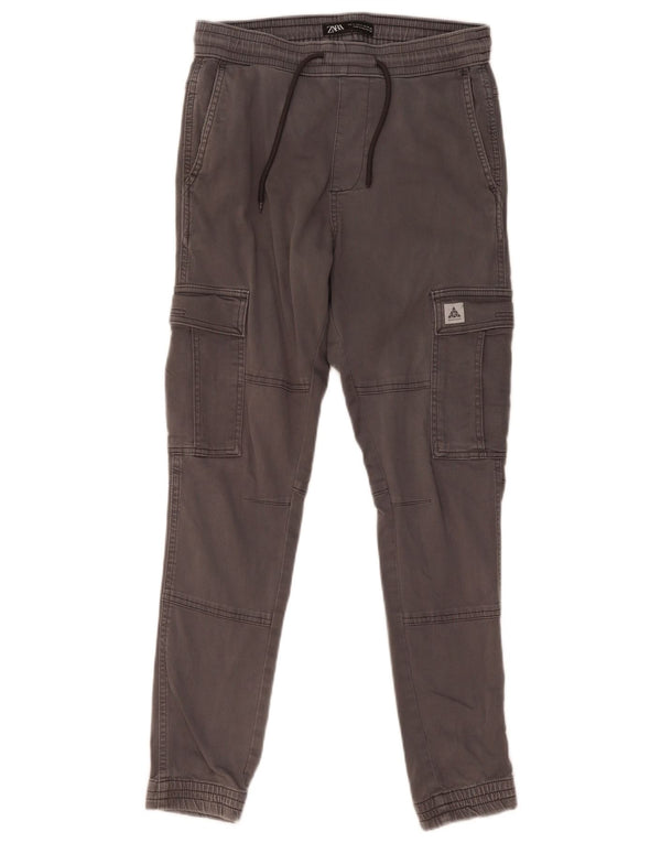 Zara Mens Cargo Joggers Cargo Trousers Small  W30 L29 Grey Cotton