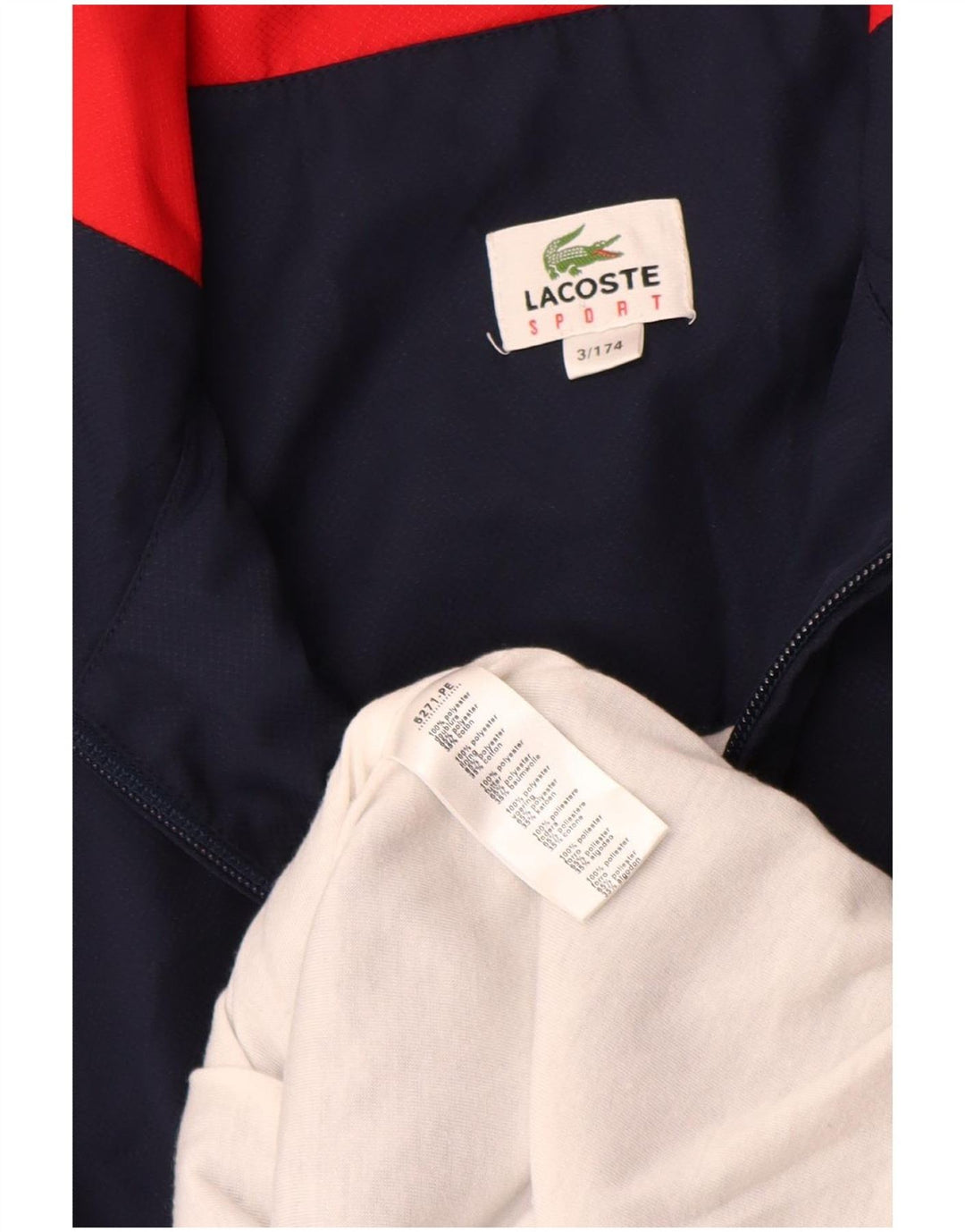 Lacoste Hommes Survêtement Top Veste Taille 3 Petit Bleu Marine Colorblock