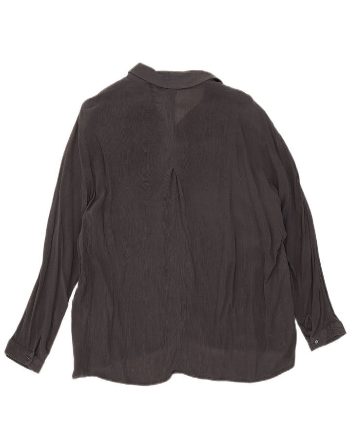 Zara Womens 3/4 Sleeve Shirt Blouse UK 14 Medium Grey