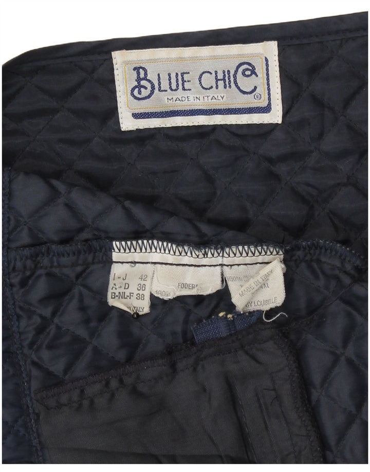 Vintage Womens Quilted Gilet IT 42 Medium Navy Blue Polyester