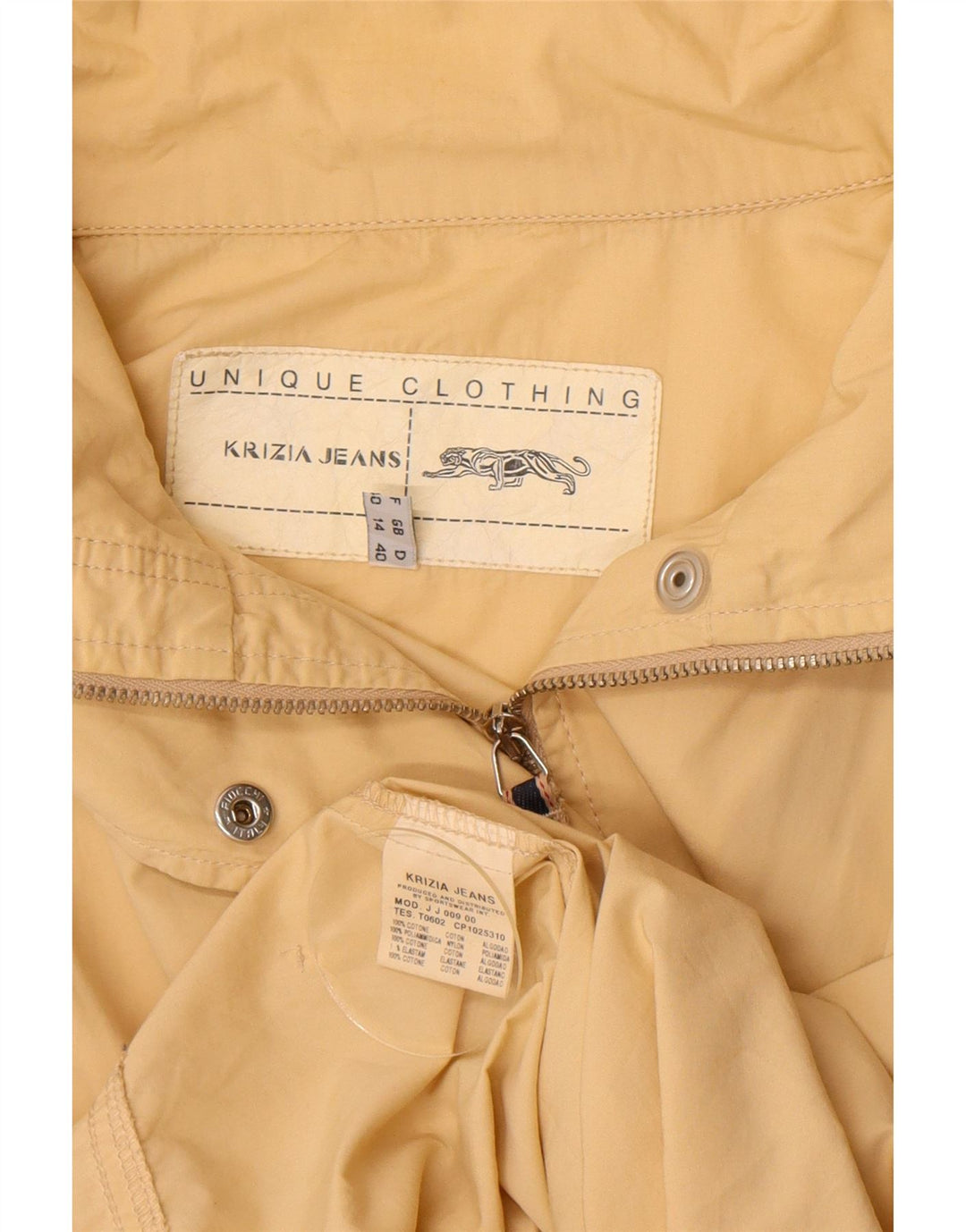 Krizia Jeans Dame Oversized Utility Jacket UK 14 Large Yellow Cotton
