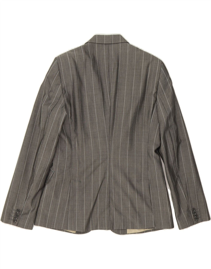MASSIMO DUTTI Womens 2 Button Blazer Jacket EU 44 XL Grey Pinstripe Wool Vintage Massimo Dutti and Second-Hand Massimo Dutti from Messina Hembry 