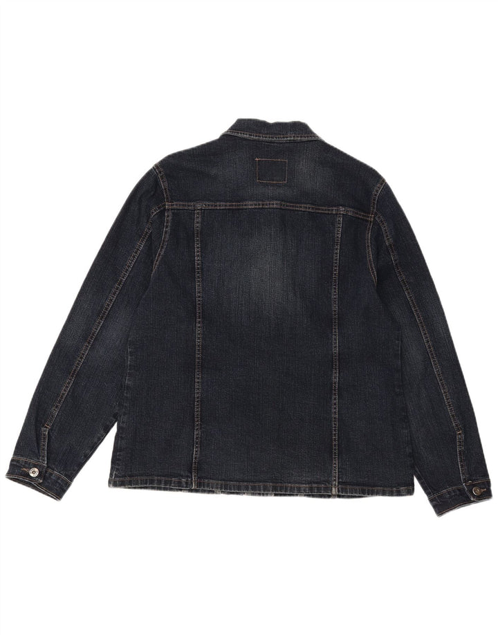 VINTAGE Womens Denim Jacket UK 20 2XL Navy Blue