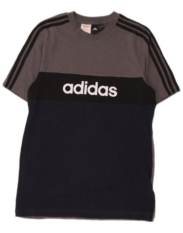 T-shirt grafica da ragazzo Adidas Top 15-16 anni in cotone color block grigio