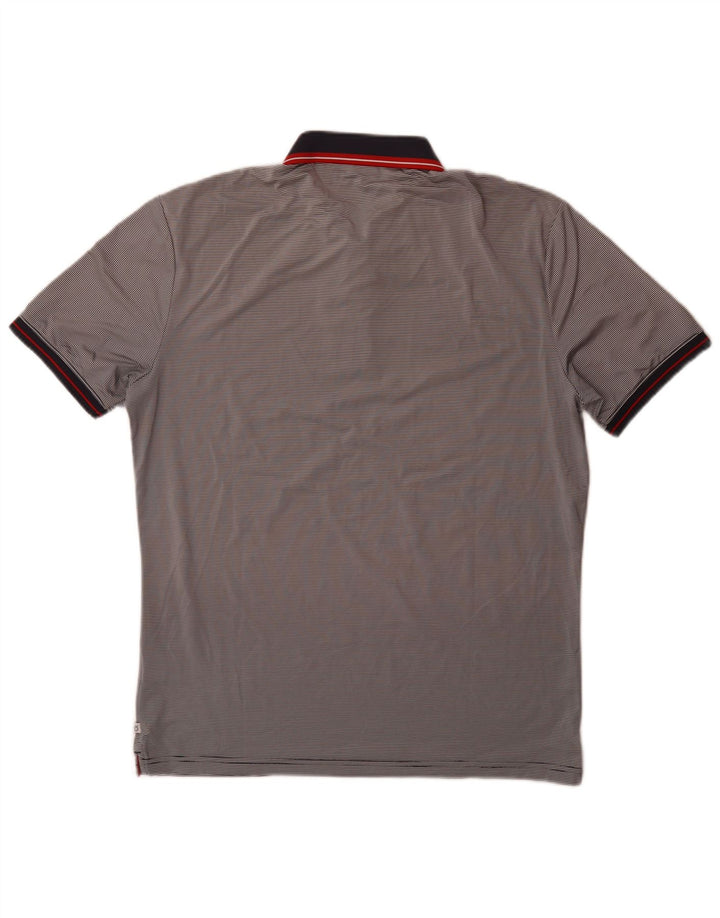 Calvin Klein Mens Polo Shirt Medium Grey Pinstripe Polyester