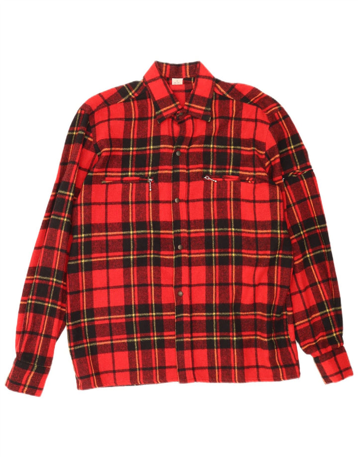 Vintage flannelskjorte til mænd, lille rød ternet uld