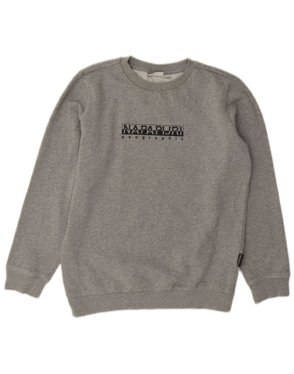 Napapijri Boys Graphic Sweatshirt Jumper 13-14 Years Grey Cotton