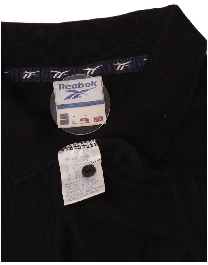 Reebok Mens Polo Shirt Large Black Cotton