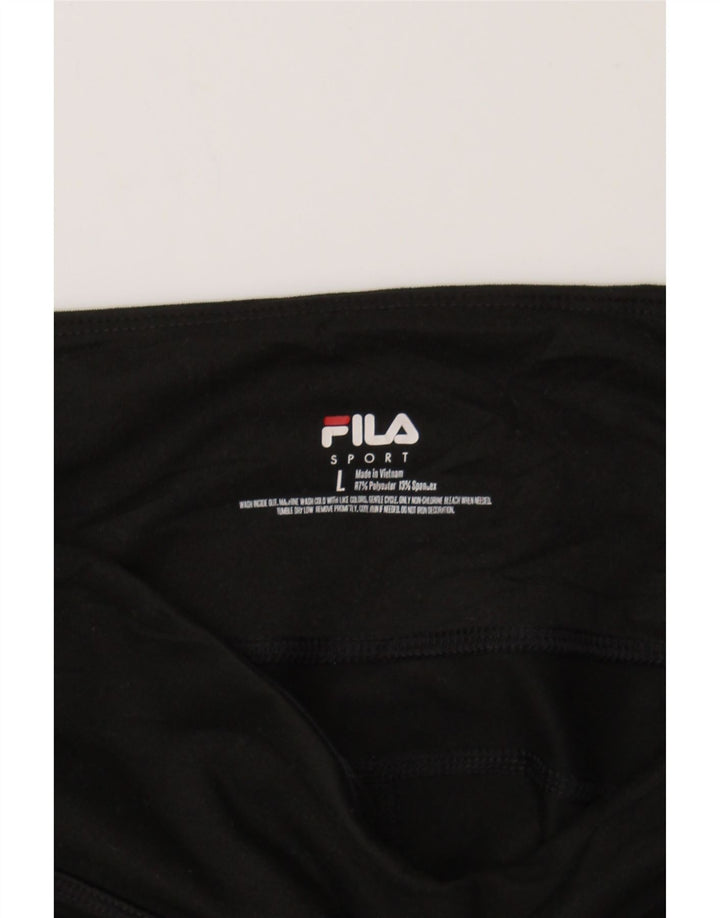 FILA Womens Capri Tracksuit Trousers UK 16 Large  Black Polyester Vintage Fila and Second-Hand Fila from Messina Hembry 