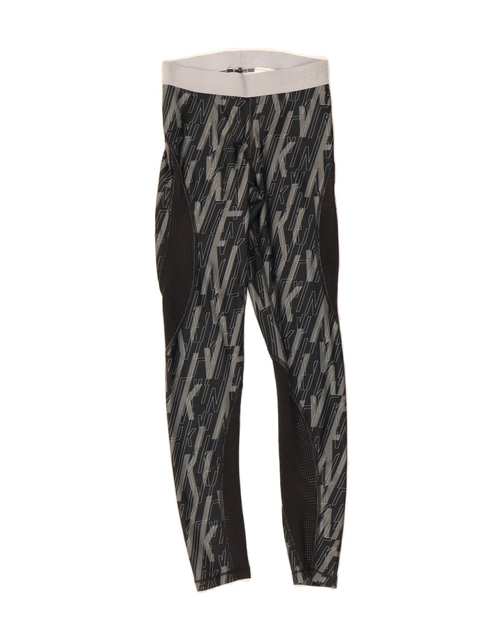 NIKE Womens Abstract Pattern Leggings UK 4 XS  Black Polyester Vintage Nike and Second-Hand Nike from Messina Hembry 