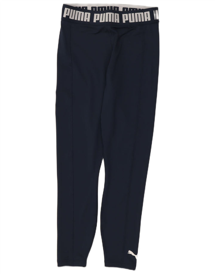 Puma Womens Graphic Leggings UK 10 Small Navy Blue