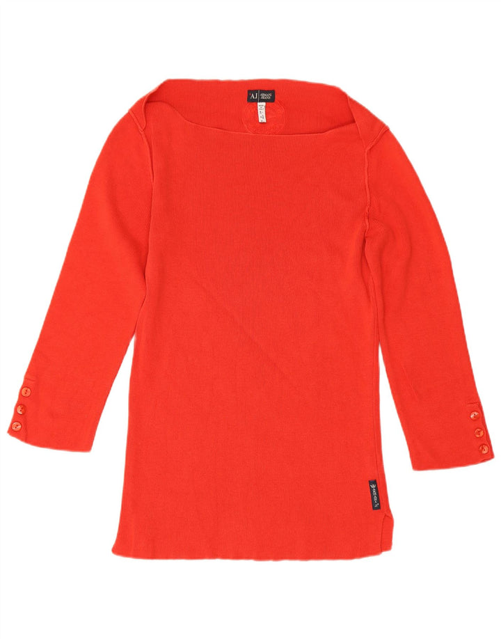 Armani Womens Top 3/4 Sleeve UK 12 Medium Red Cotton