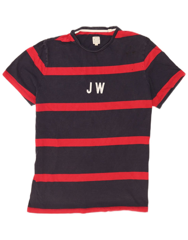 T-shirt grafica da uomo Jack Wills Top grande in cotone a righe blu navy