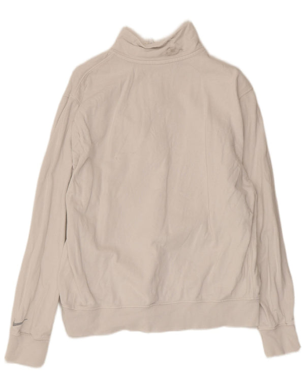 Nike Damen-Sweatshirt mit grafischem Reißverschluss und Rundhalsausschnitt, UK 14, mittelweiße Baumwolle