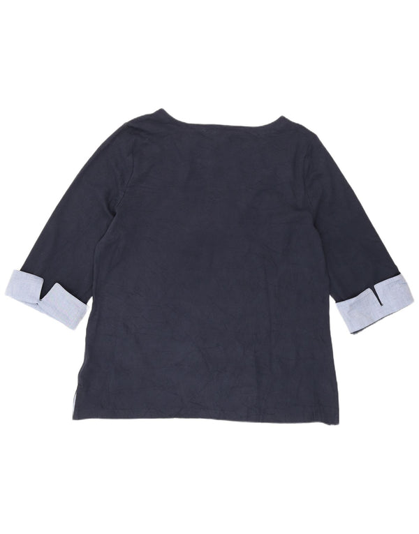 Nautica Womens Top 3/4 Sleeve UK 20 2XL Navy Blue Colourblock Cotton
