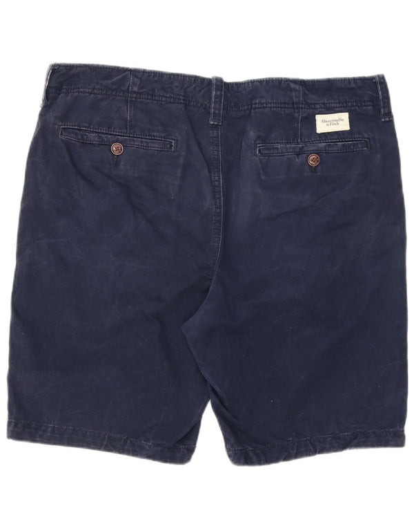 Abercrombie & Fitch Mens Chino Shorts W36 Large Navy Blue Cotton