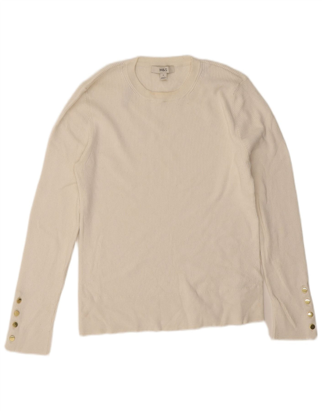 Marks & Spencer Damen Top Langarm UK 16 Large Weiße Viskose