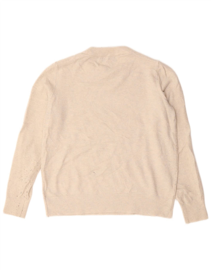 Marks & Spencer Womens Crew Neck Jumper Sweater UK 10 Small Beige Polyester