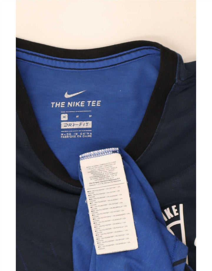 Nike Mens Dri Fit T-Shirt Top Medium Blue Colourblock Polyester
