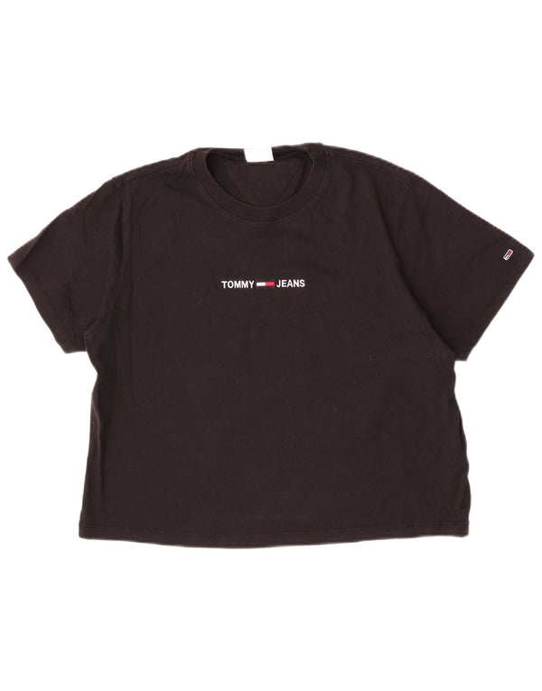 Tommy Hilfiger Womens Crop T-Shirt Top UK  16 Large Black Cotton