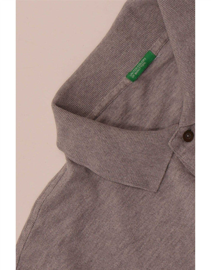 Benetton Polo Homme Large Gris Moucheté